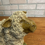 Primitive Folk Art Fgural Sheep Pottery Figure Crystal King Seagrove NC Signed 2014