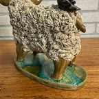 Primitive Folk Art Fgural Sheep Pottery Figure Crystal King Seagrove NC Signed 2014