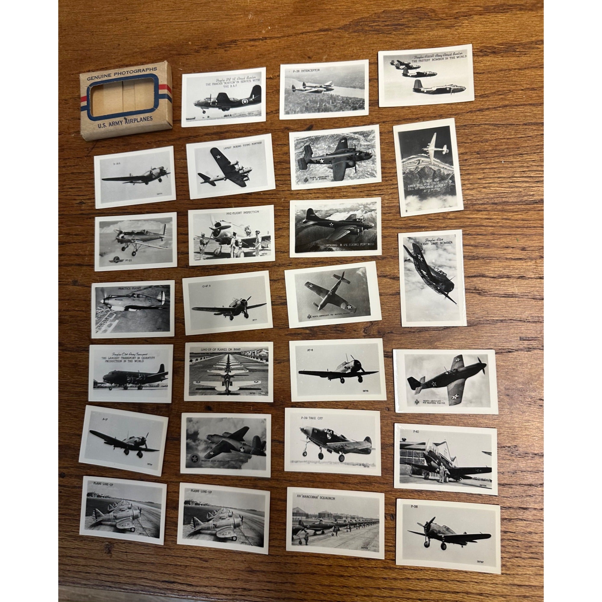 Original WWII US Army Airplanes 25 Souvenir Mini Photographs Photos Mailed