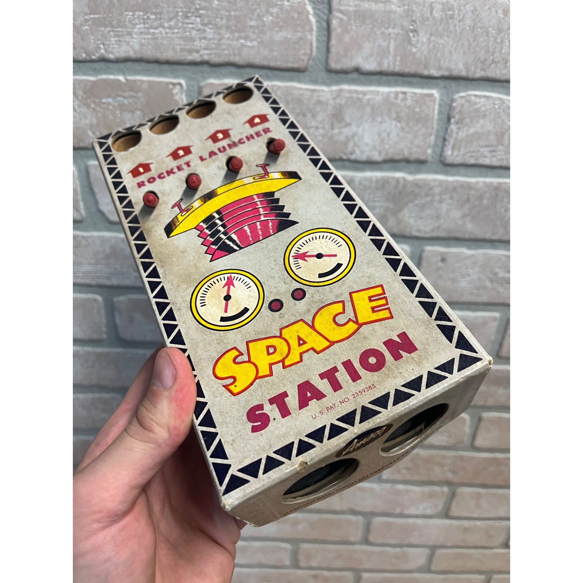 Vintage AMSCO Space Station Rocket Launcher SPACE SHIP TOY 1950's American Metal