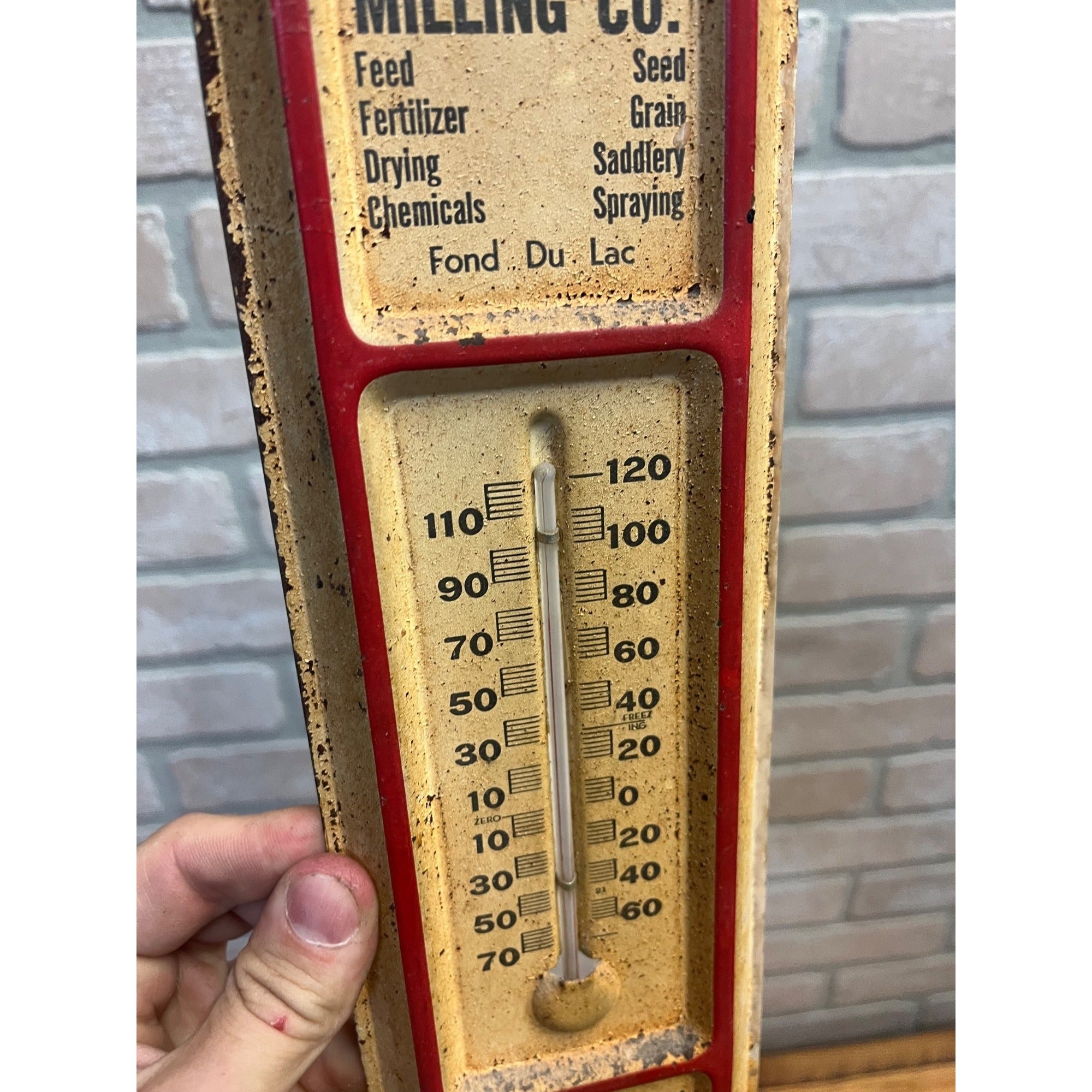 Vintage Peerless Milling Co. Fond du Lac WI Advertising Thermometer Sign Wis