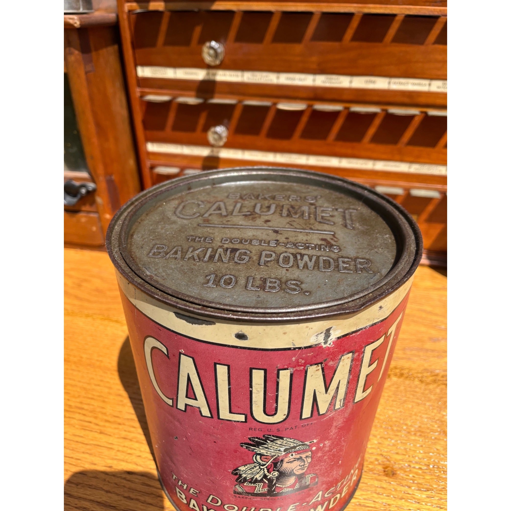Vintage Calumet Baking Powder 10lb Tin Large Can Advertising Primitive Decor