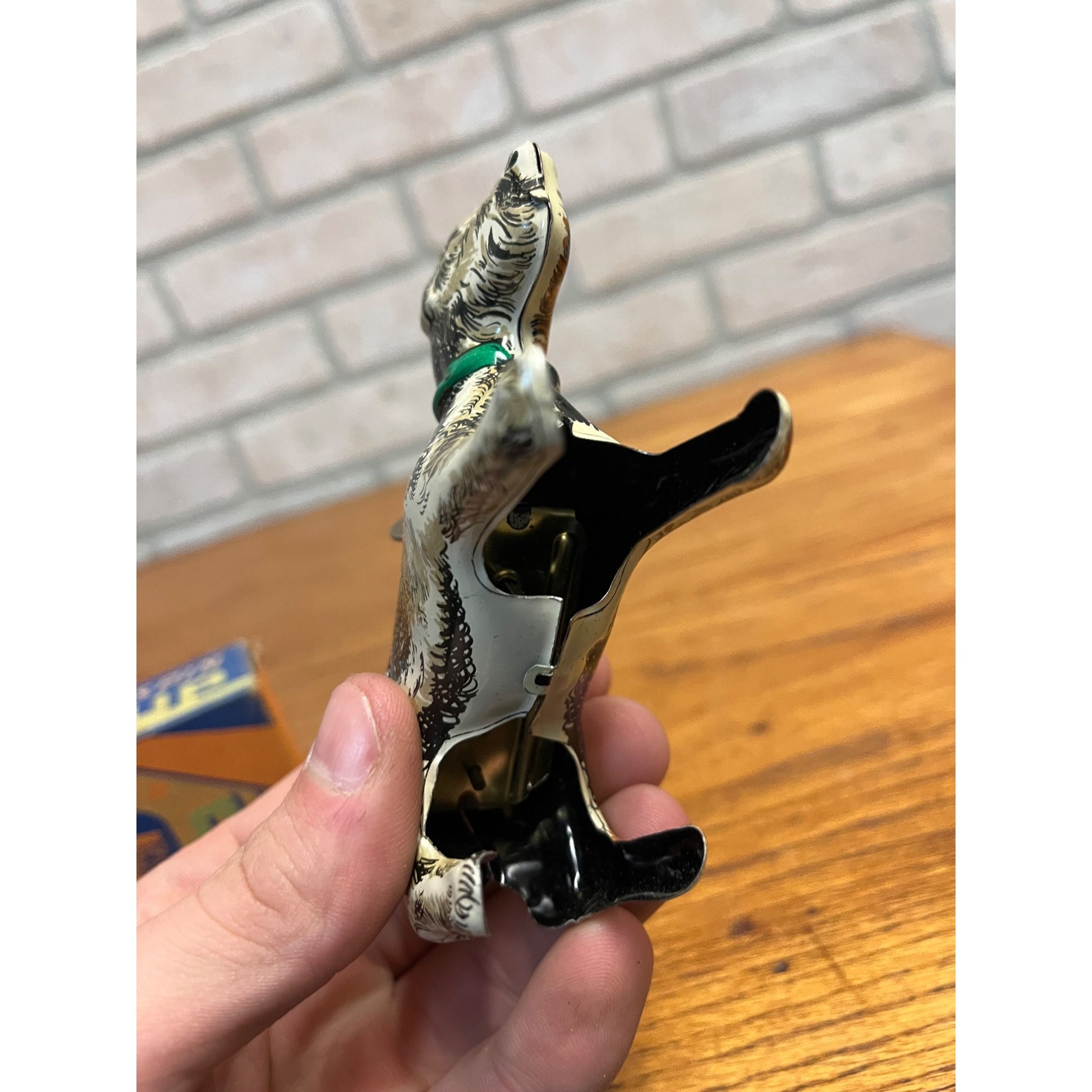 Vintage Ori-O Tailspin Pup Windup Dog Tin Litho Toy w/ Box - Orianna Metal Works