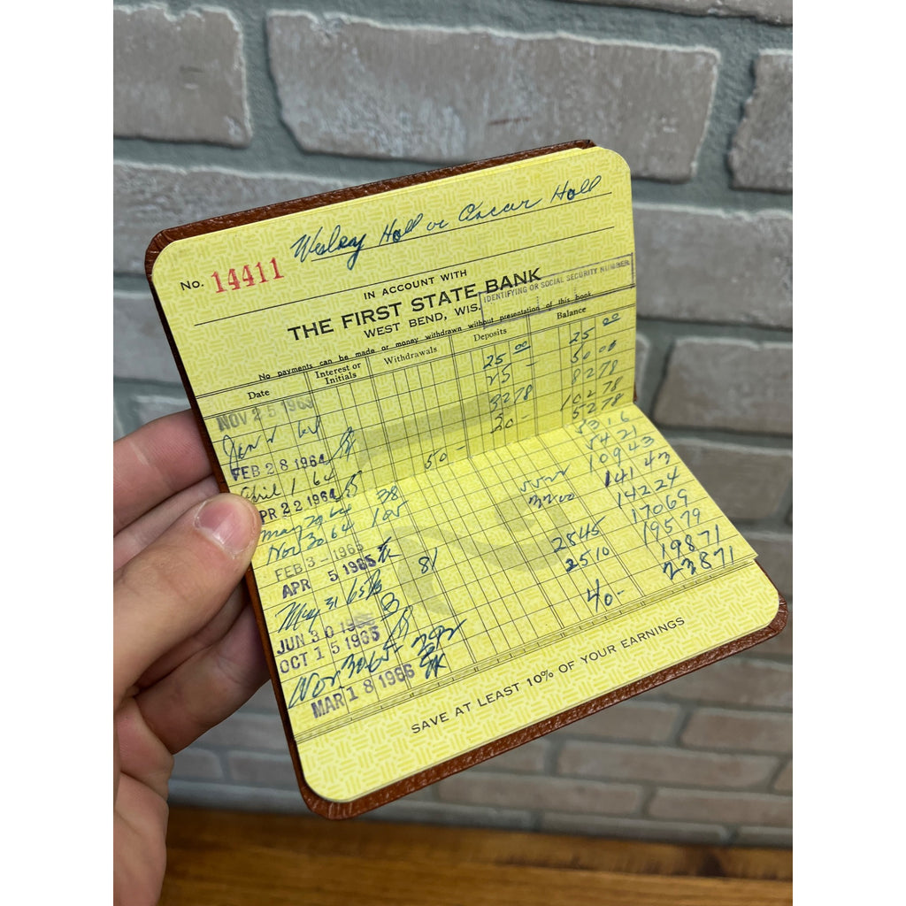 Vintage First State Bank of West Bend Wisconsin Savings Department Receipt Book