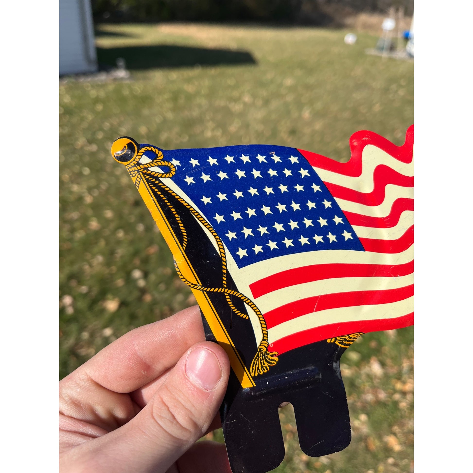 Original American Flag 48 Star License Plate Topper Vintage WWII Patriotic 1940s