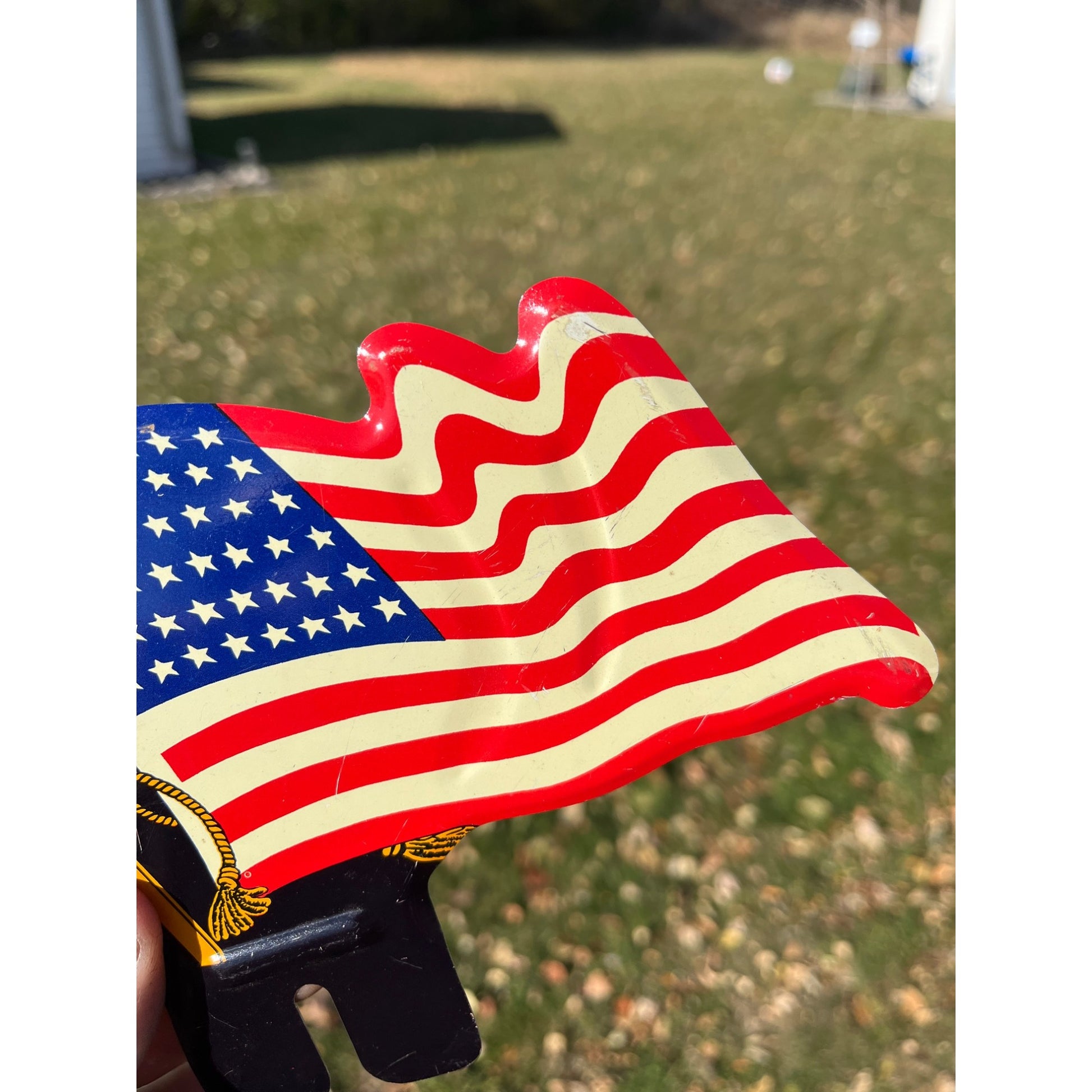 Original American Flag 48 Star License Plate Topper Vintage WWII Patriotic 1940s