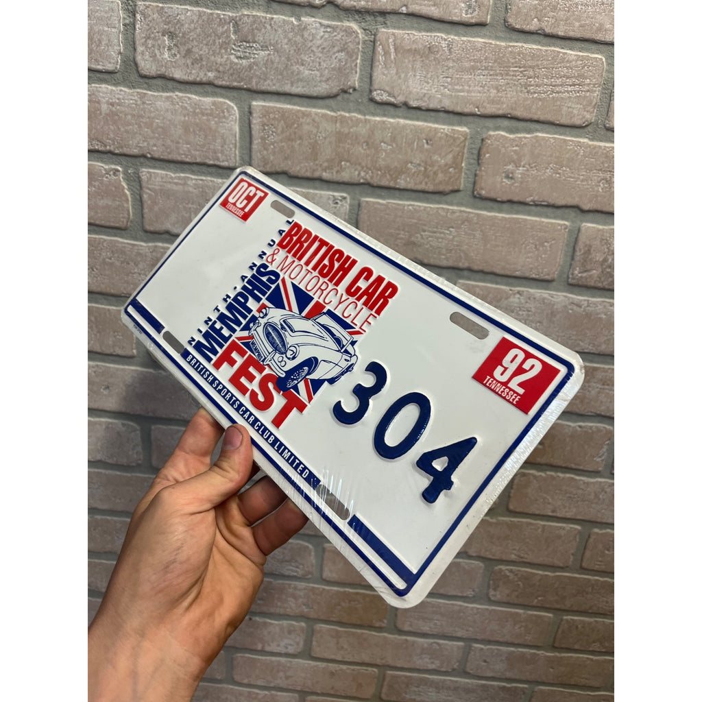 Vintage Metal License Plate British Car & Motorcycle Memphis Fest 1992 Tennessee 304