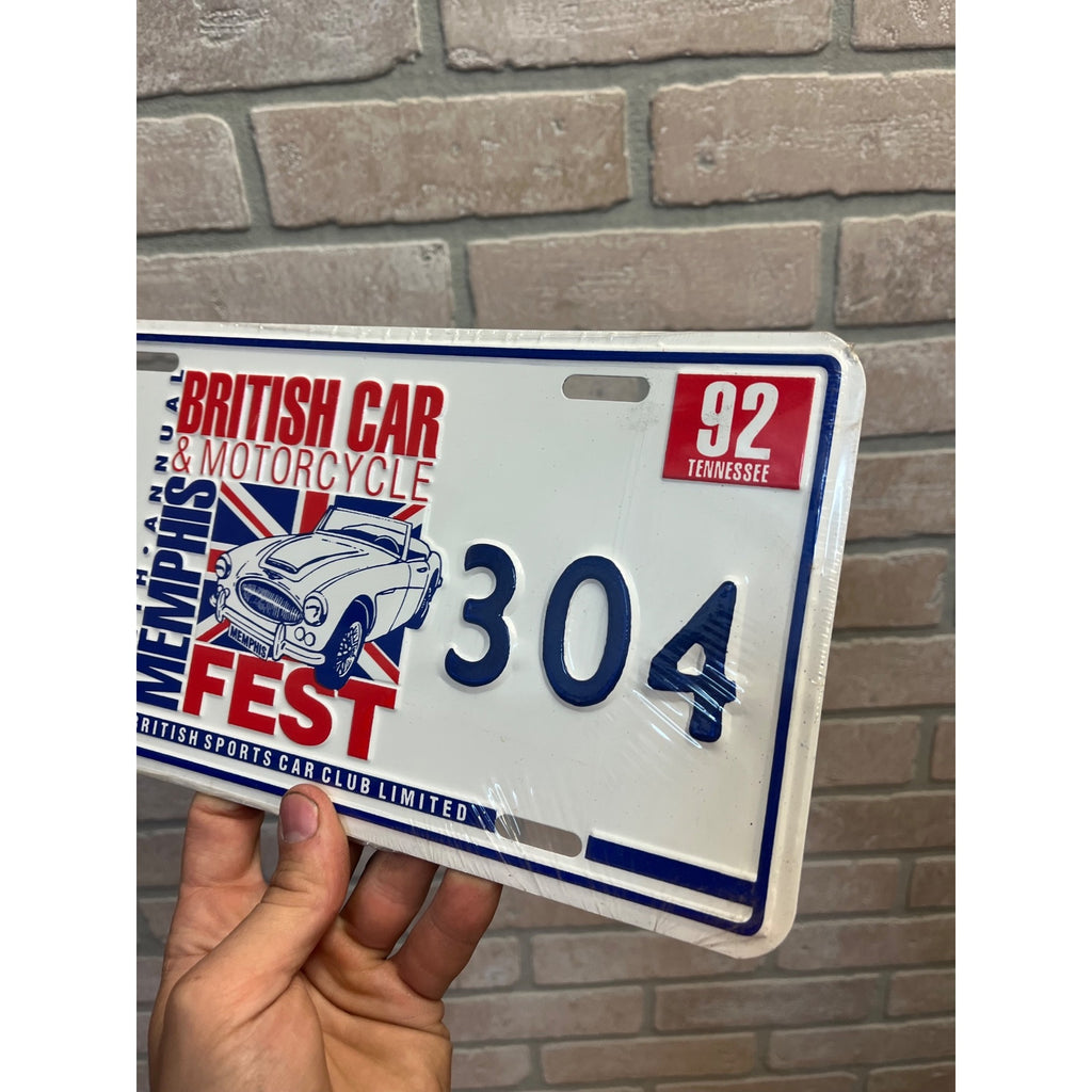 Vintage Metal License Plate British Car & Motorcycle Memphis Fest 1992 Tennessee 304