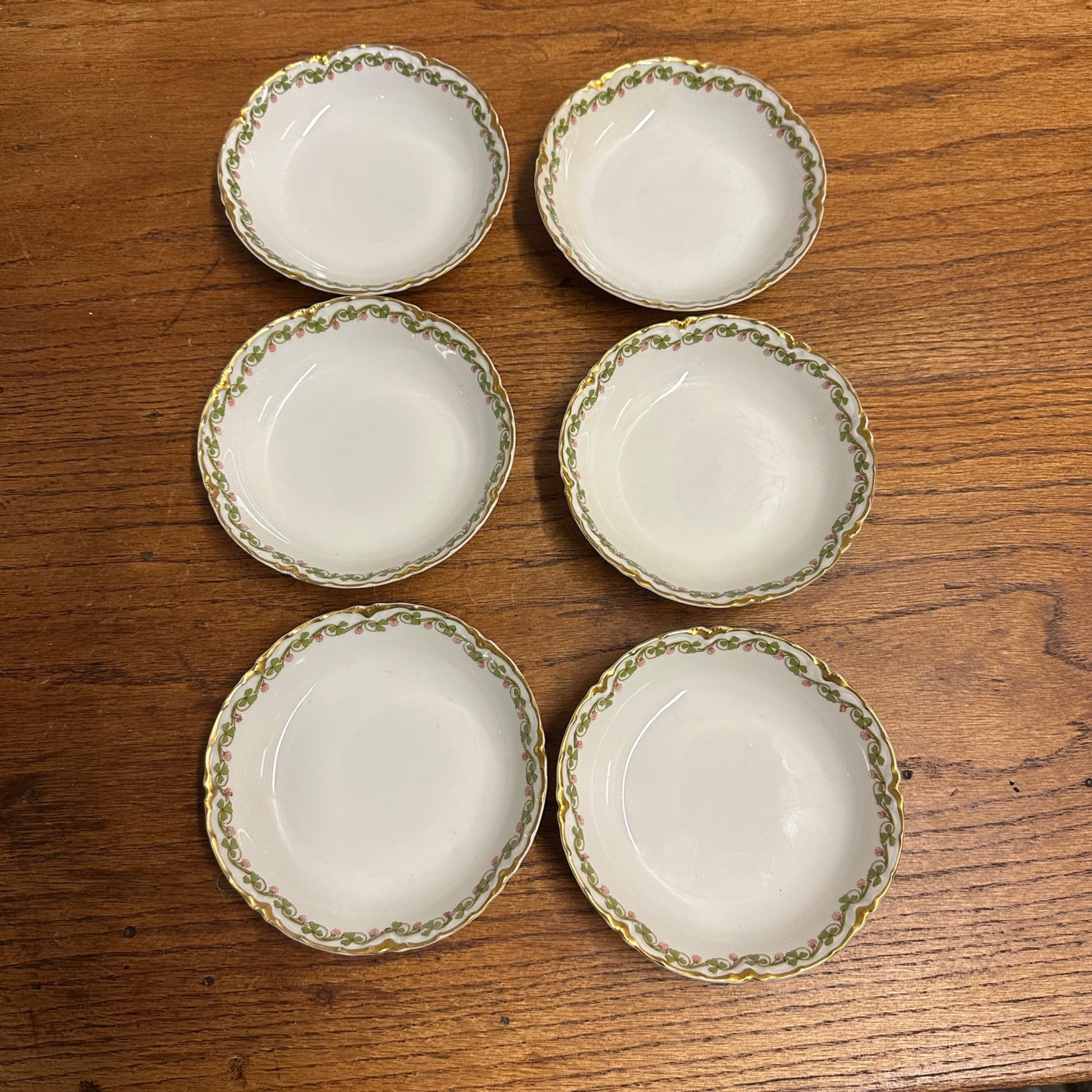 (6) Haviland Limoges France Clover Leaf 5-1/8"" Fruit/Dessert Bowls
