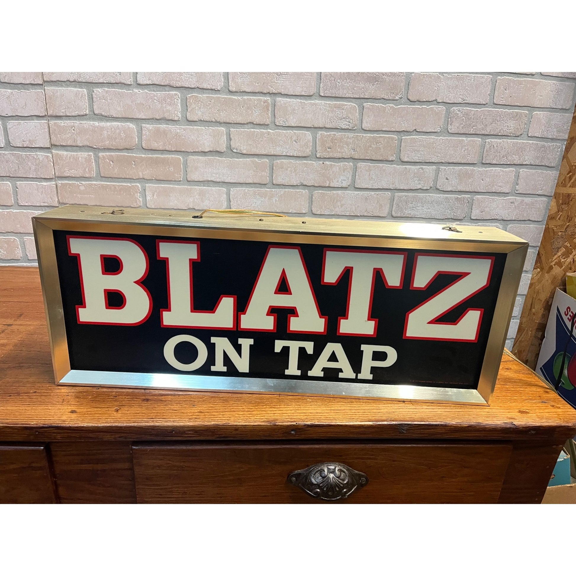 Vintage Blatz on Tap Beer Lighted Hanging Bar Sign