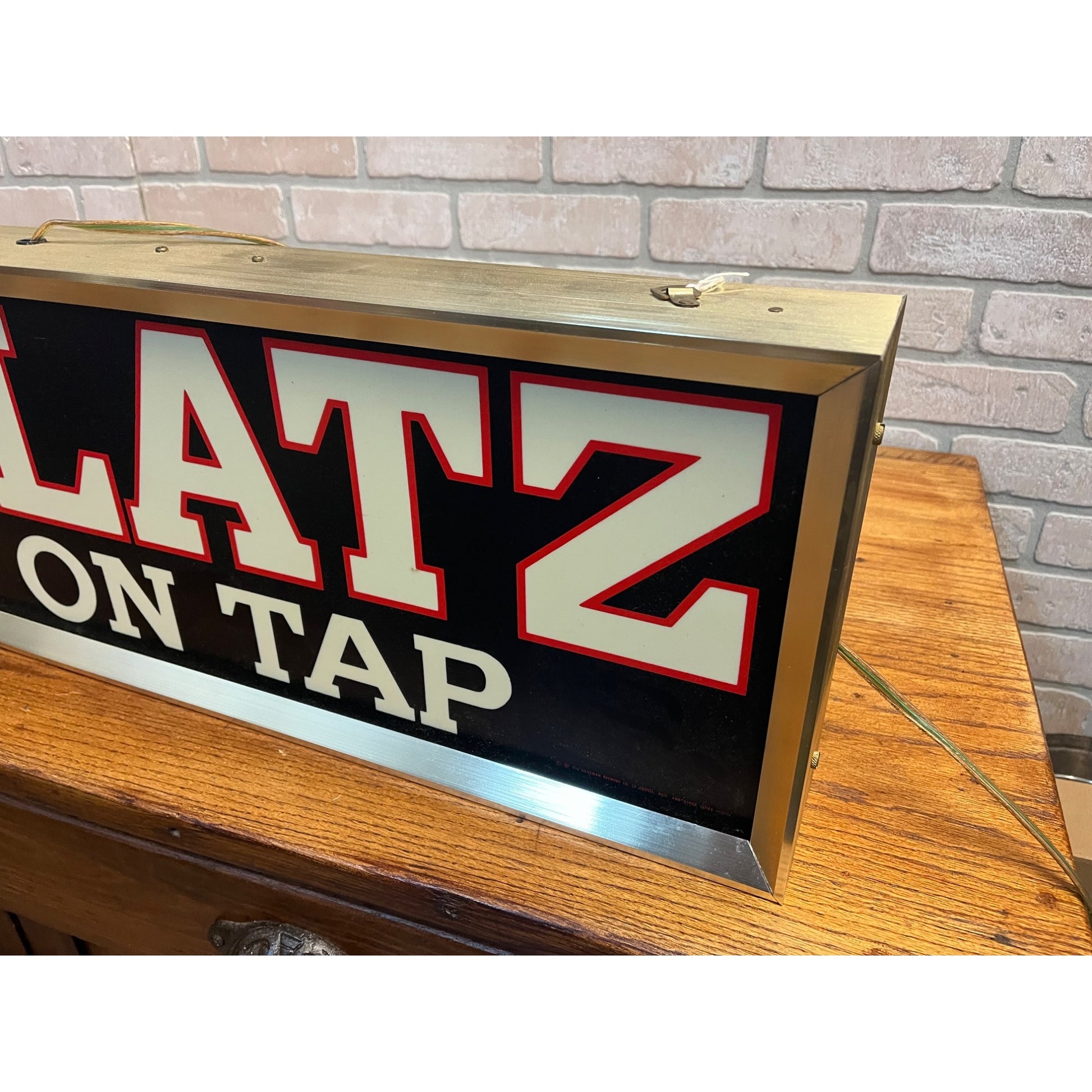 Vintage Blatz on Tap Beer Lighted Hanging Bar Sign