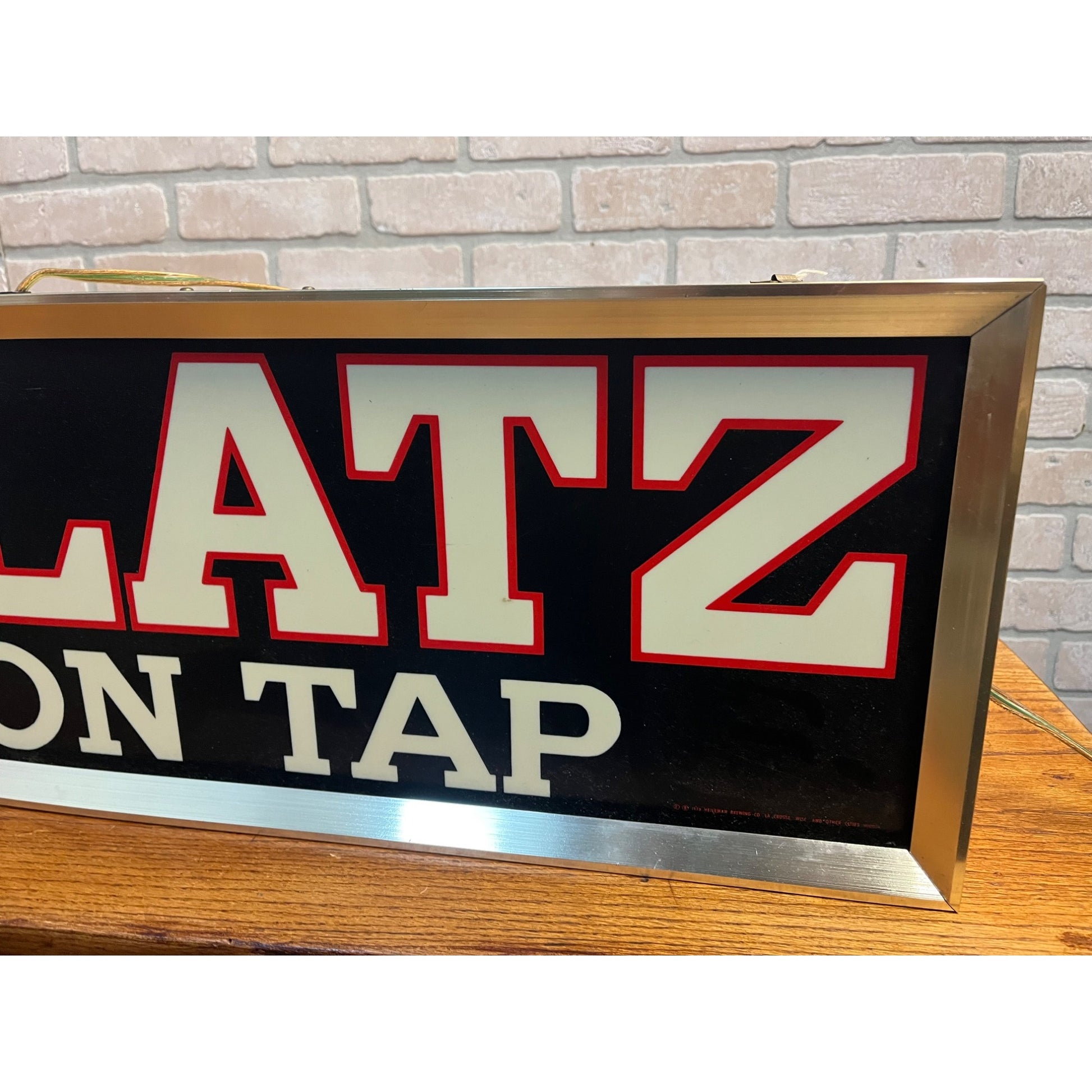 Vintage Blatz on Tap Beer Lighted Hanging Bar Sign