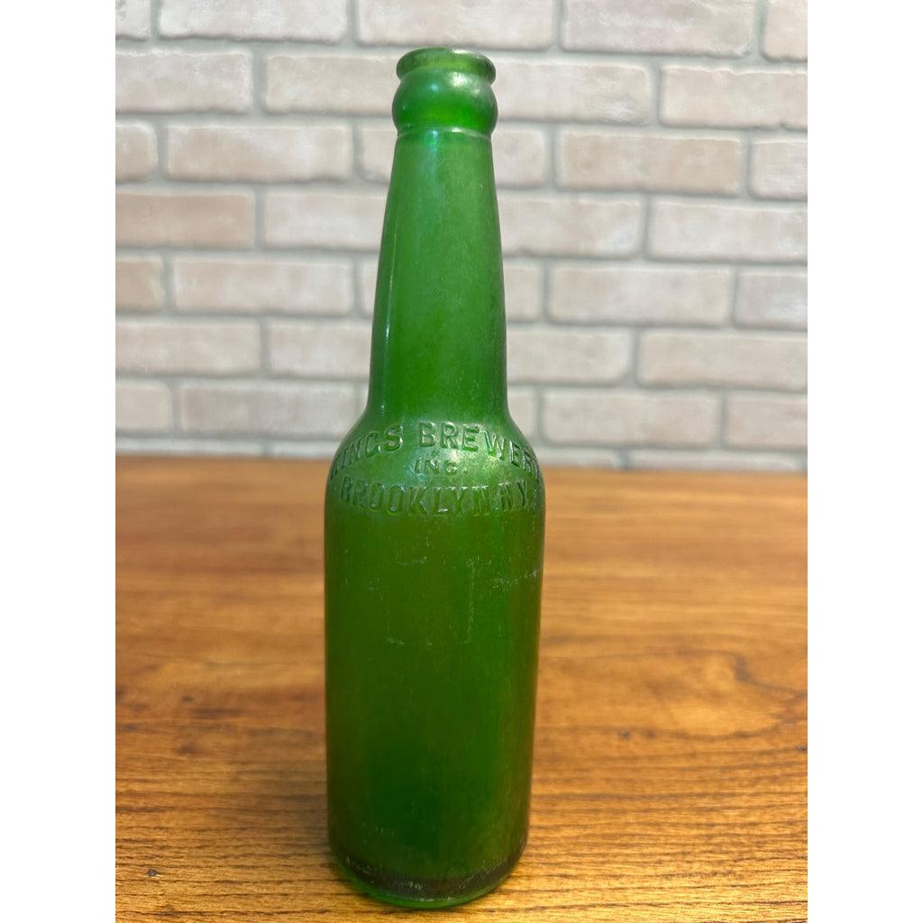 Vintage King's Brewery Inc Brooklyn NY Emerald Green Beer Bottle Embossed