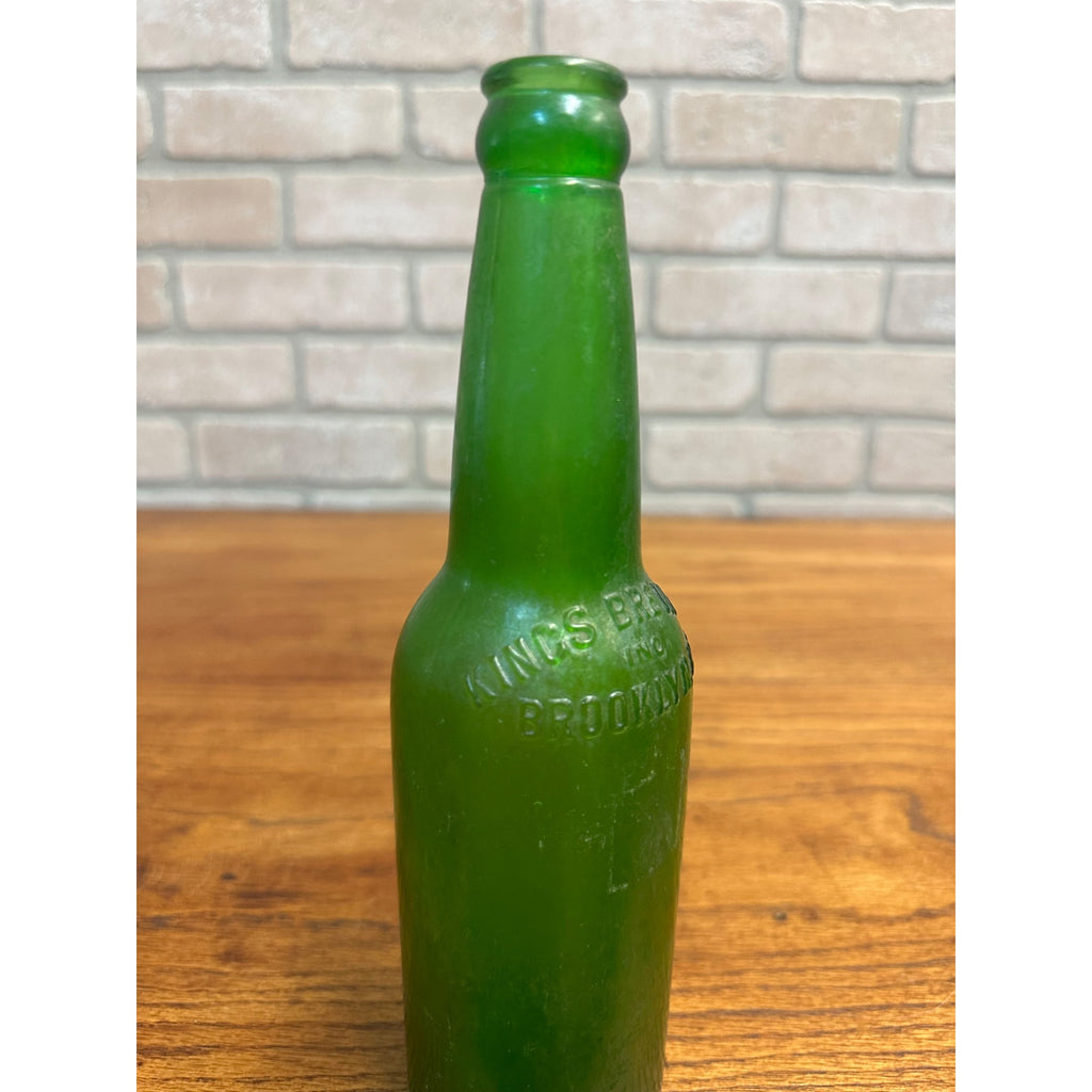 Vintage King's Brewery Inc Brooklyn NY Emerald Green Beer Bottle Embossed
