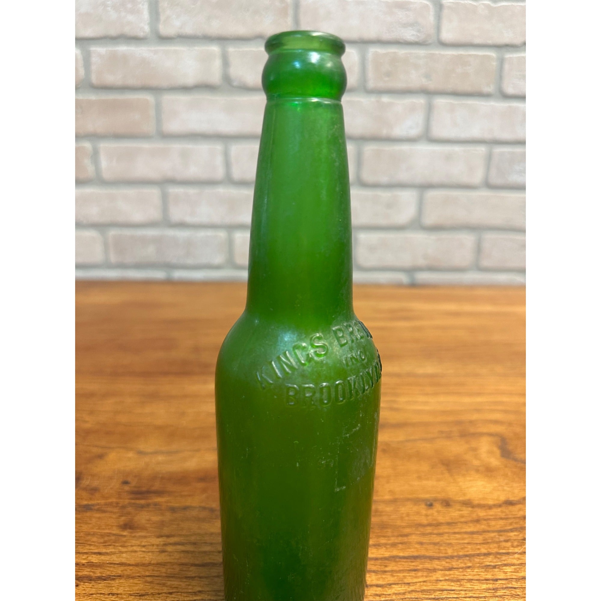 Vintage King's Brewery Inc Brooklyn NY Emerald Green Beer Bottle Embossed