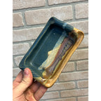 Vintage Studio Pottery Ashtray or Soap Tray MCM Drip Glaze Ceramic Blue Green Brown
