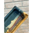 Vintage Studio Pottery Ashtray or Soap Tray MCM Drip Glaze Ceramic Blue Green Brown