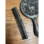 Antique 1900s Art Nouveau 3pc Vanity Set Hand Mirror, Brush, Comb  Silver Plate