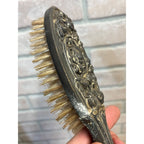 Antique 1900s Art Nouveau 3pc Vanity Set Hand Mirror, Brush, Comb  Silver Plate