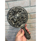 Antique 1900s Art Nouveau 3pc Vanity Set Hand Mirror, Brush, Comb  Silver Plate