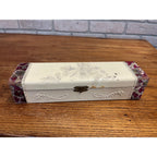 Antique Vintage 1900s Victorian Celluloid Vanity Dresser Box Embossed Floral White