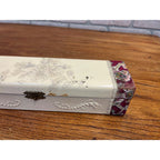 Antique Vintage 1900s Victorian Celluloid Vanity Dresser Box Embossed Floral White
