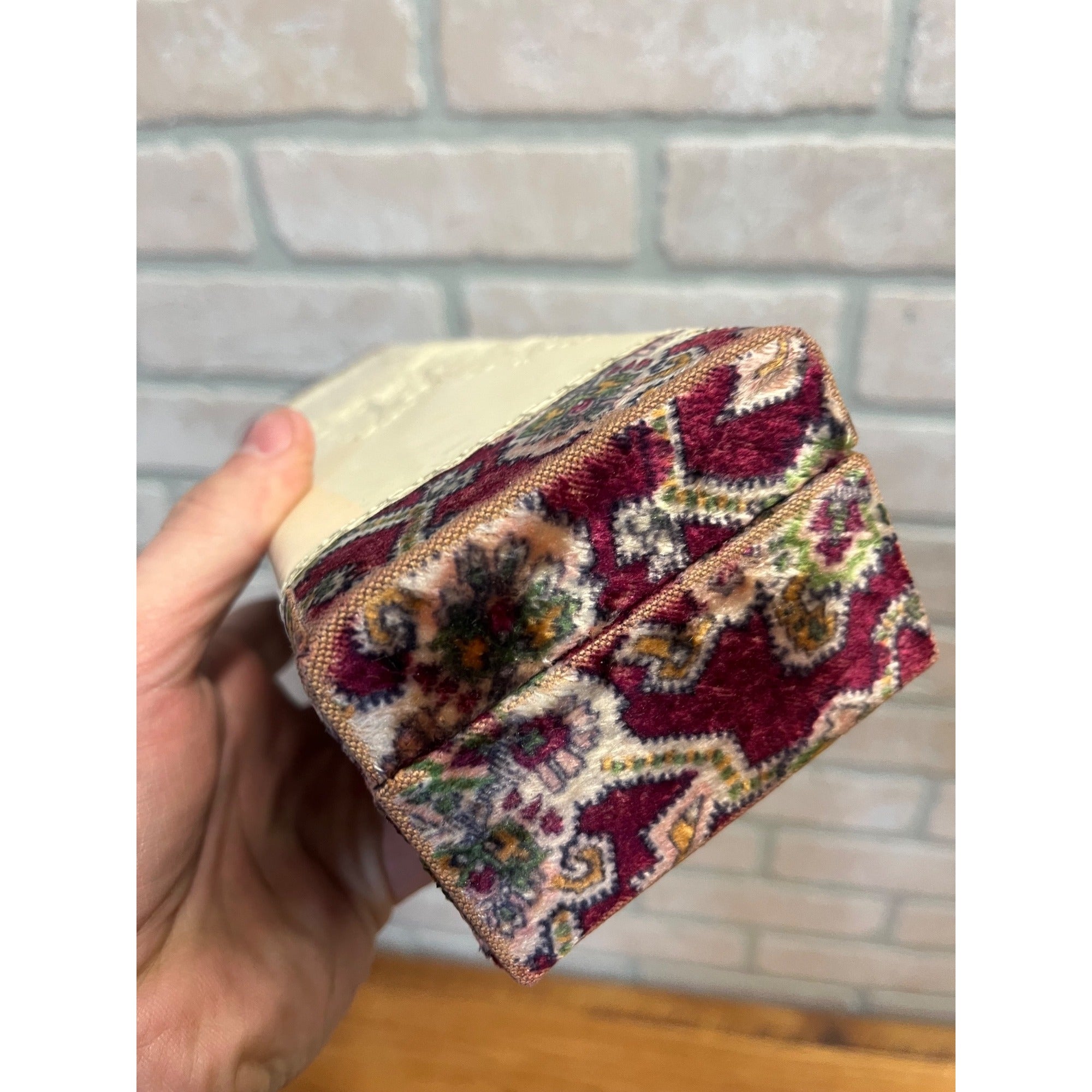 Antique Vintage 1900s Victorian Celluloid Vanity Dresser Box Embossed Floral White