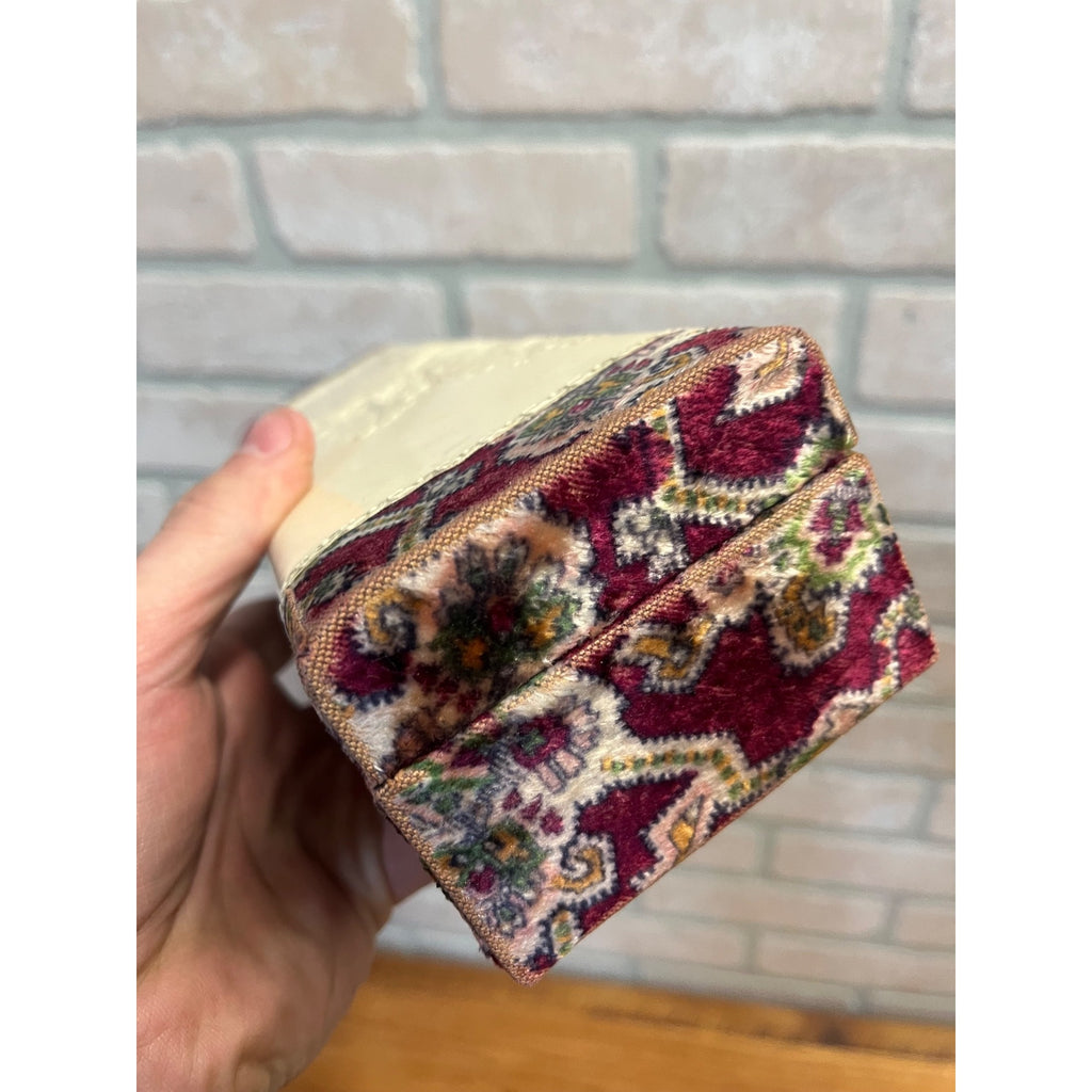 Antique Vintage 1900s Victorian Celluloid Vanity Dresser Box Embossed Floral White