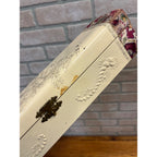 Antique Vintage 1900s Victorian Celluloid Vanity Dresser Box Embossed Floral White
