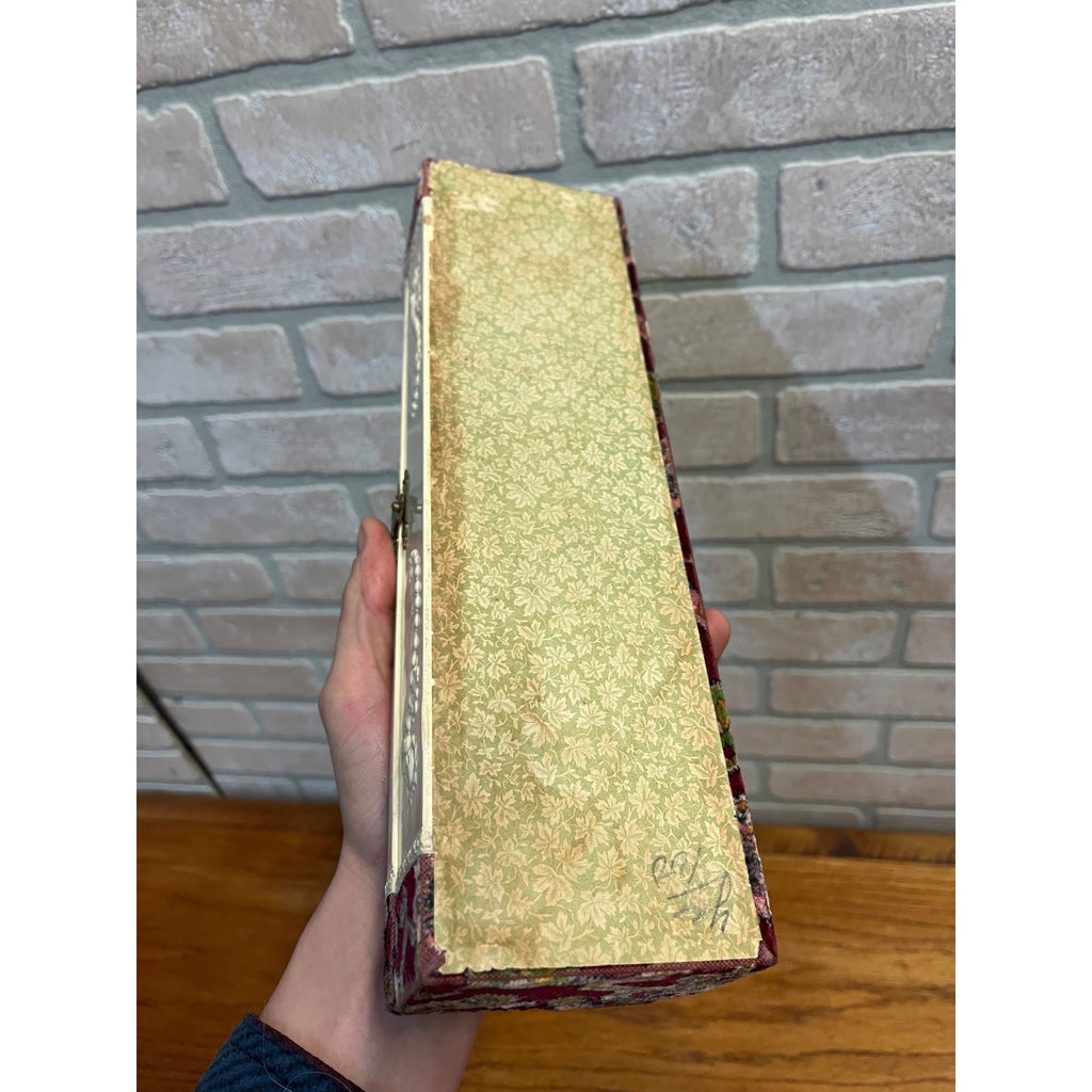 Antique Vintage 1900s Victorian Celluloid Vanity Dresser Box Embossed Floral White