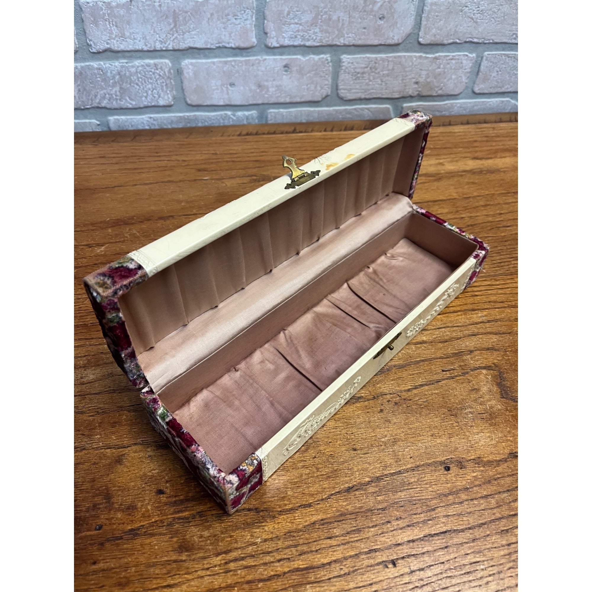 Antique Vintage 1900s Victorian Celluloid Vanity Dresser Box Embossed Floral White