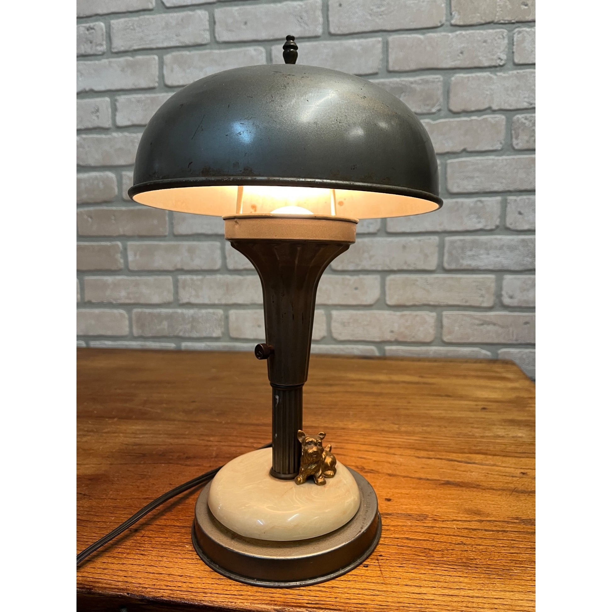 Vintage Scottie Dog Lamp Art Deco Metal Mushroom Desk Lamp Atomic Metal