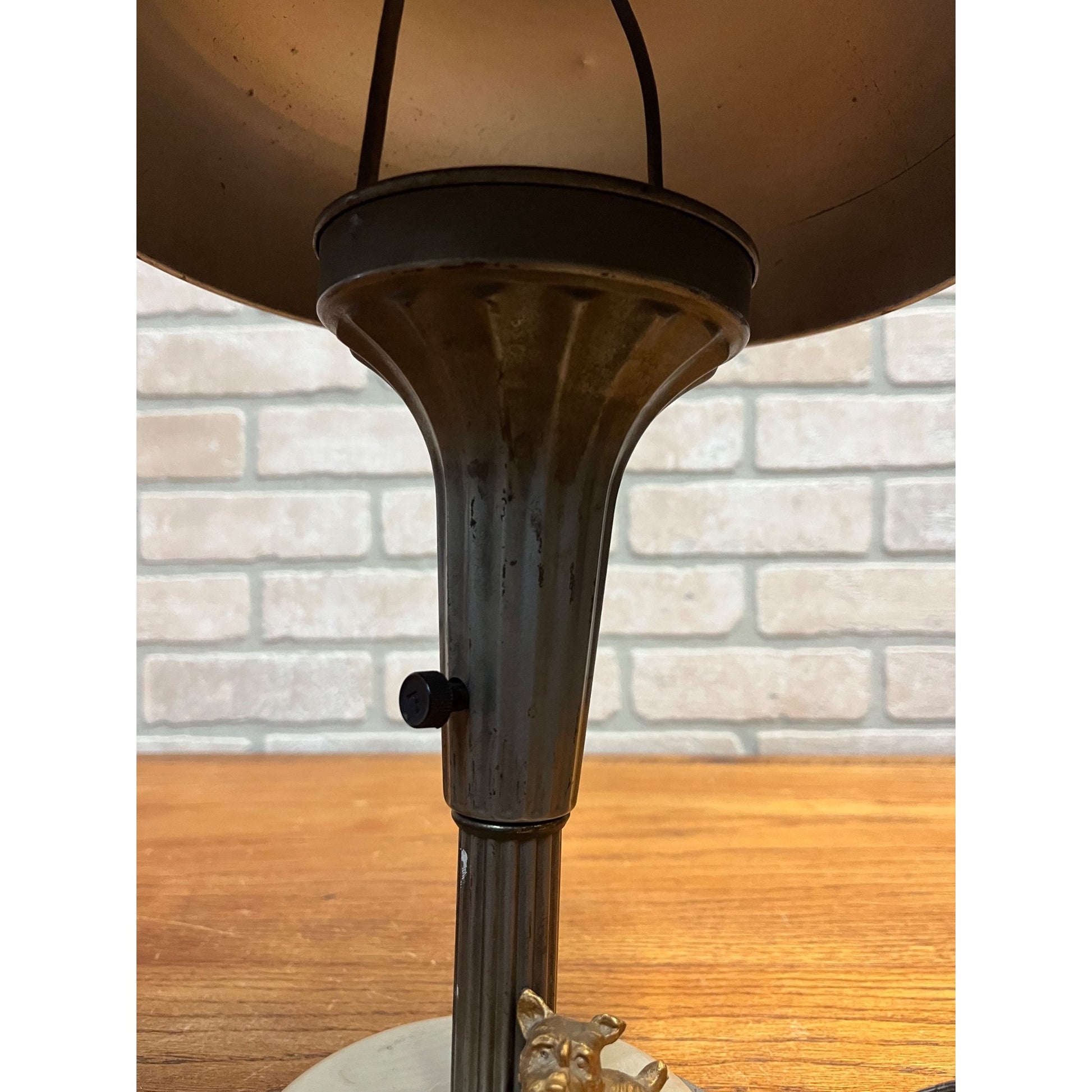 Vintage Scottie Dog Lamp Art Deco Metal Mushroom Desk Lamp Atomic Metal