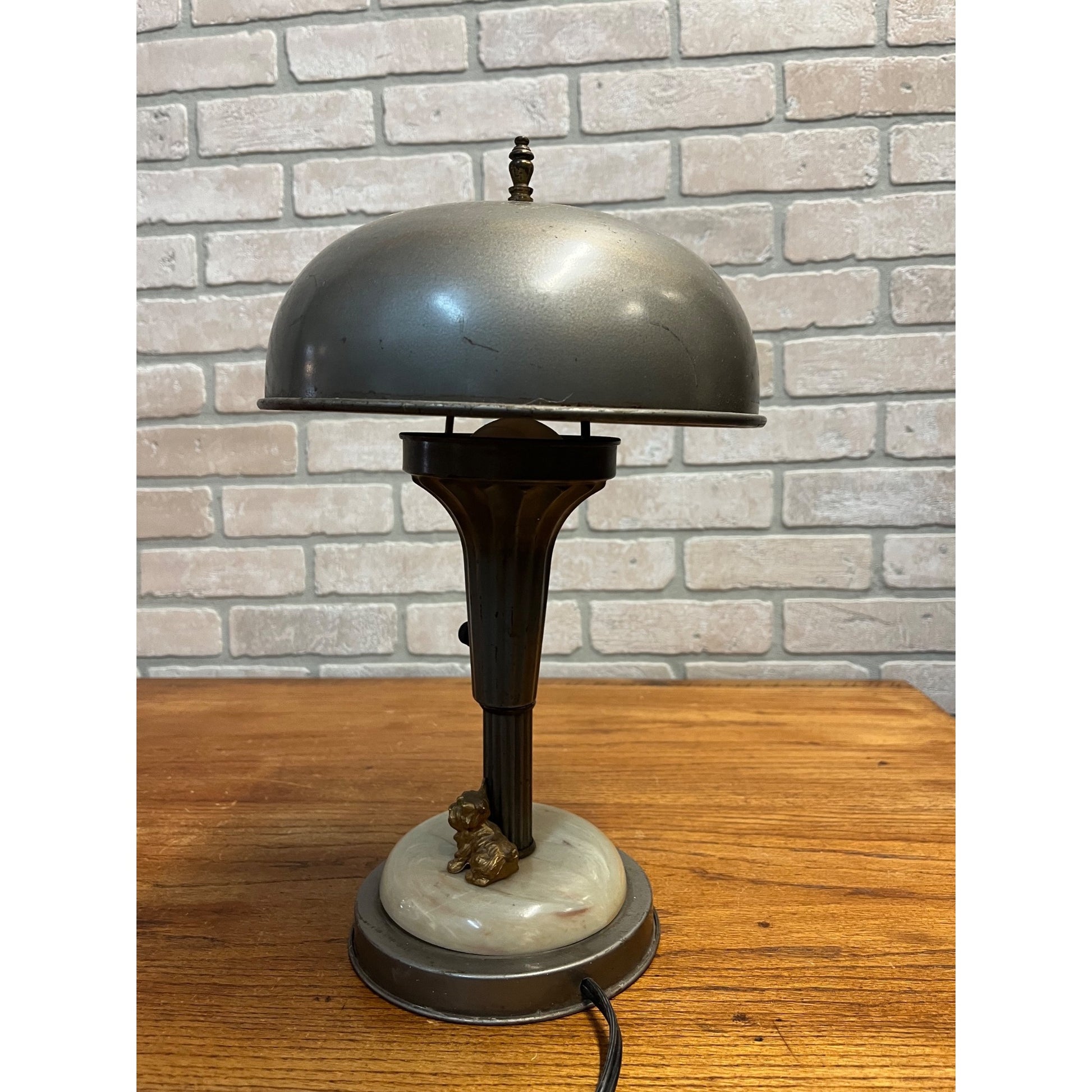 Vintage Scottie Dog Lamp Art Deco Metal Mushroom Desk Lamp Atomic Metal