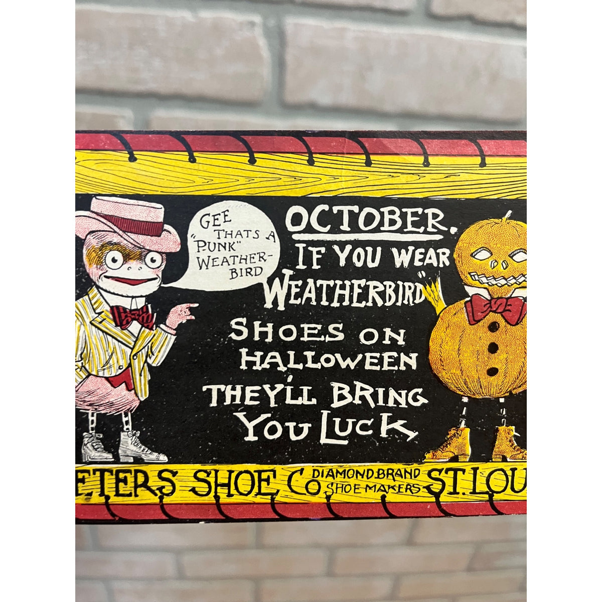 RARE Vintage Halloween Postcard Weather Bird Peters Shoe Co. Advertising