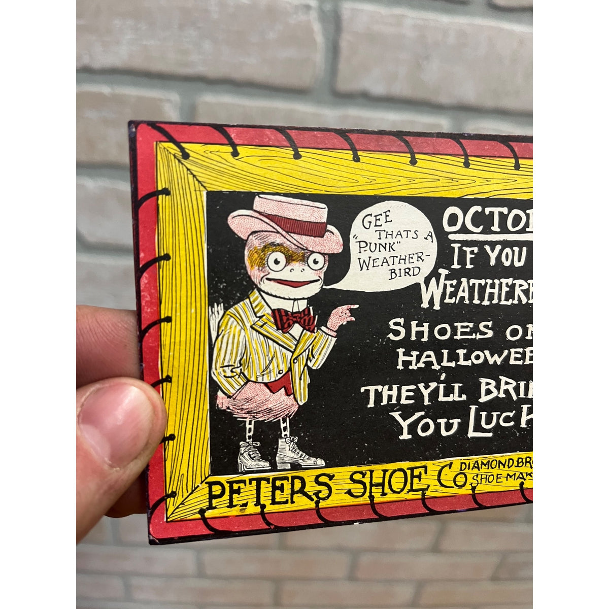 RARE Vintage Halloween Postcard Weather Bird Peters Shoe Co. Advertising