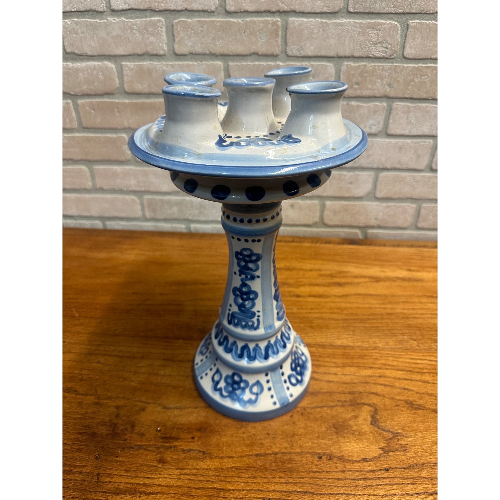M. A. Hadley Tall Five Candlestick Holder Signed Rare 2pc
