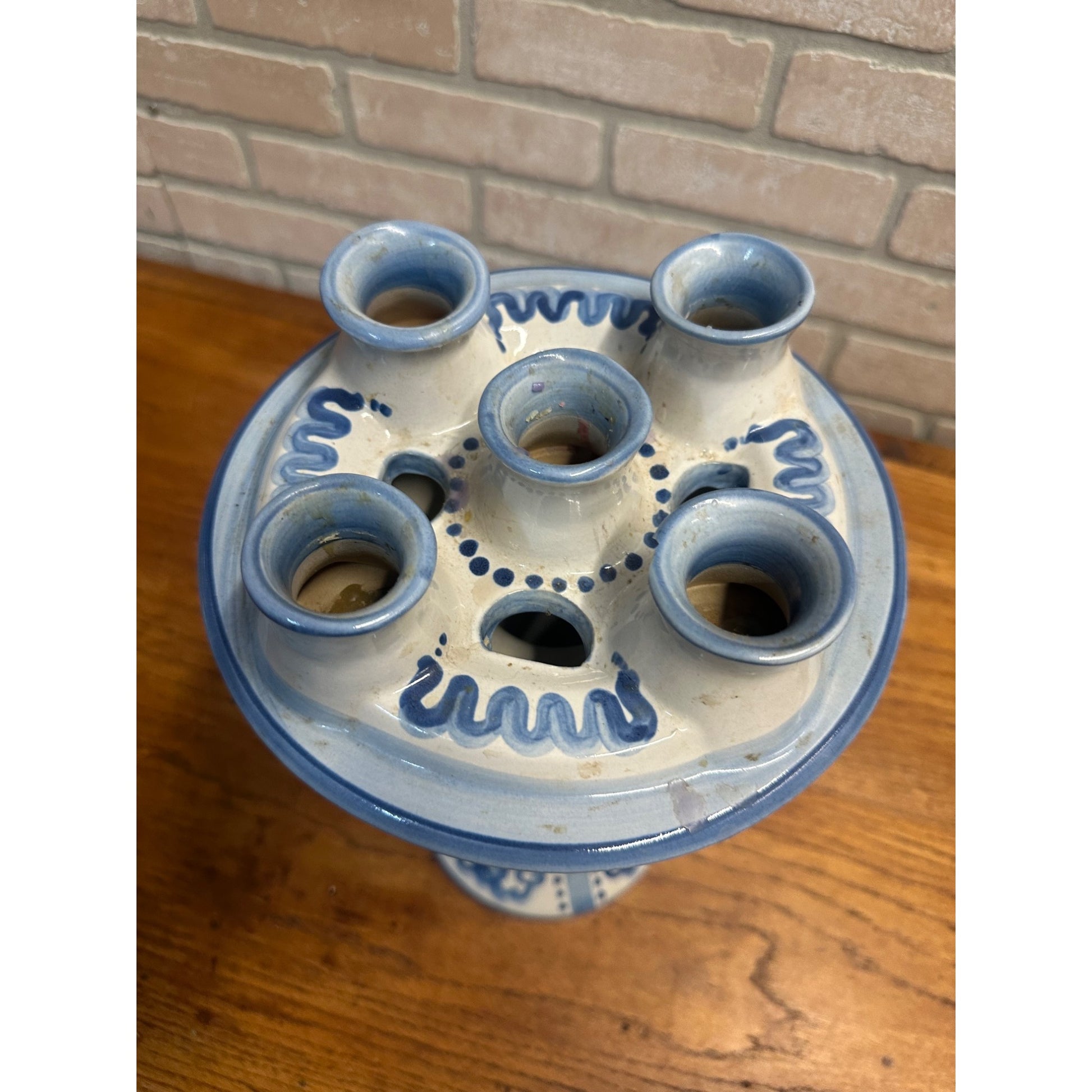 M. A. Hadley Tall Five Candlestick Holder Signed Rare 2pc