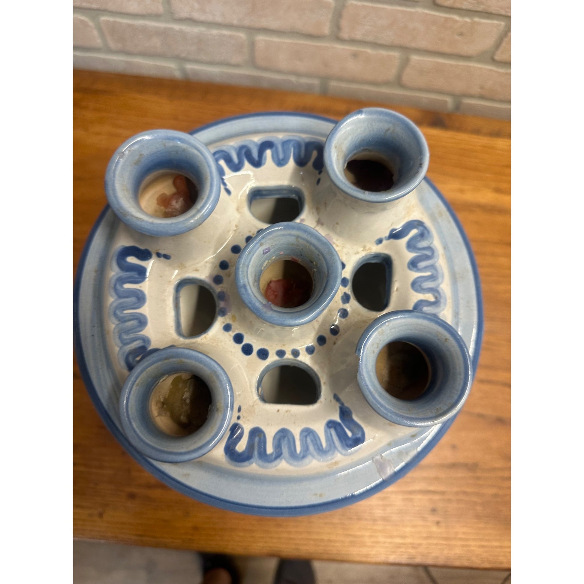 M. A. Hadley Tall Five Candlestick Holder Signed Rare 2pc