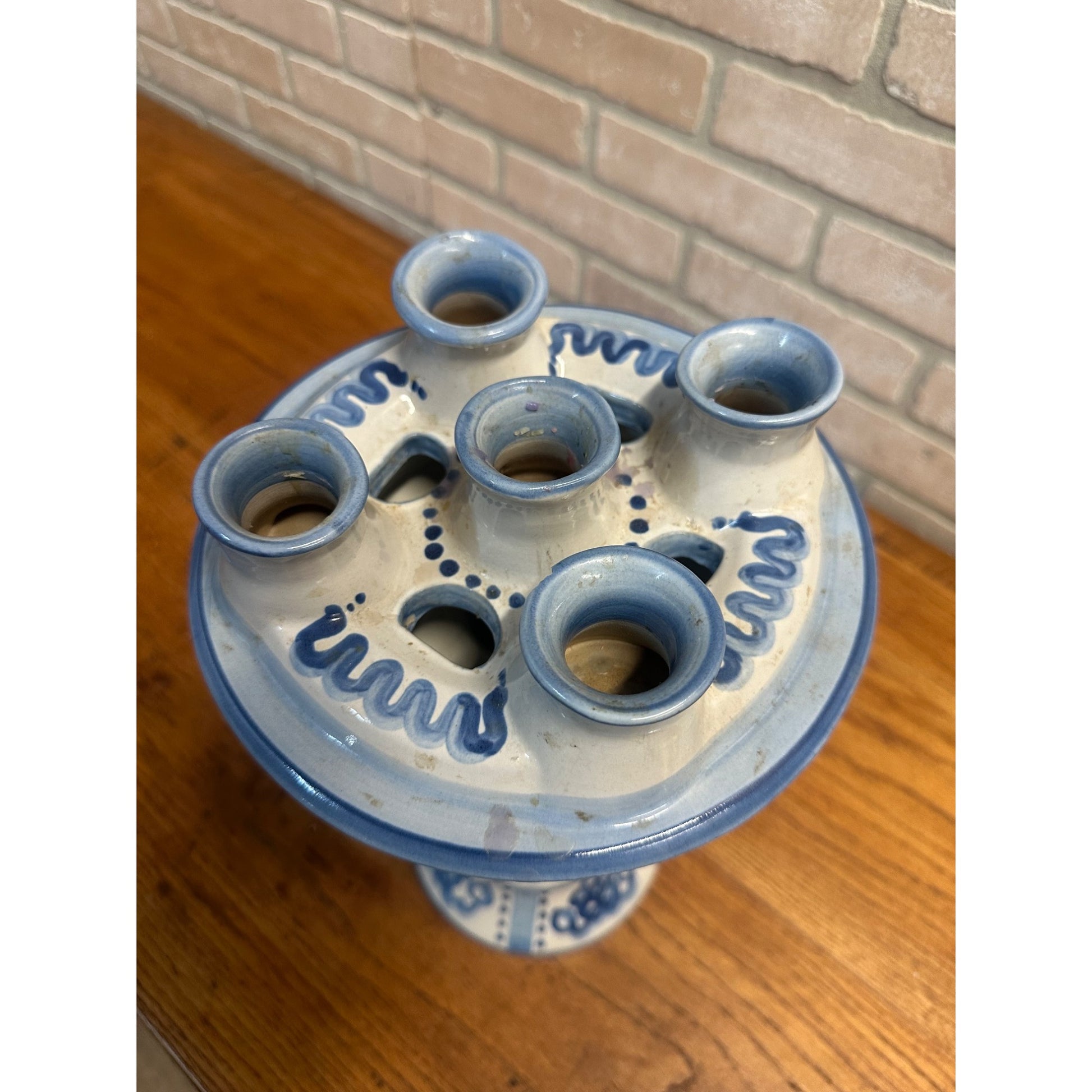 M. A. Hadley Tall Five Candlestick Holder Signed Rare 2pc
