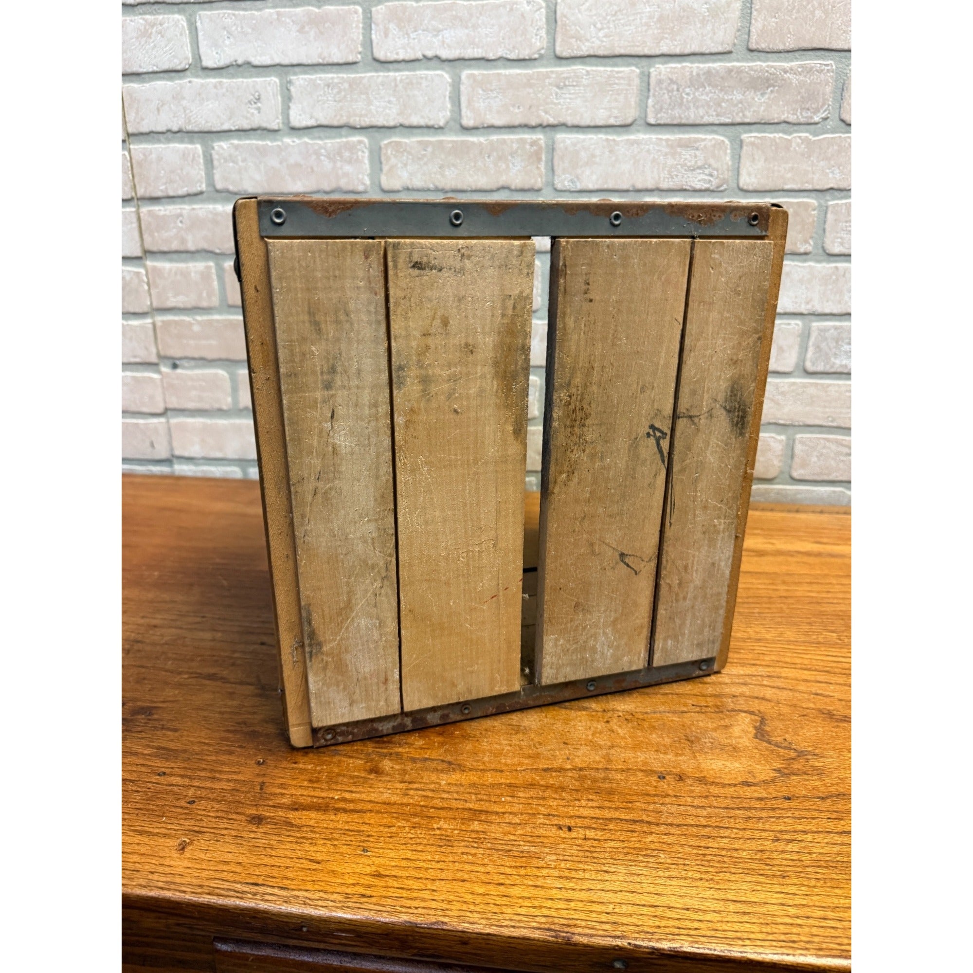 Vintage Sprinkman Corp. Wooden Crate Milk Galvanized Reinforced Sides WI Dairy Beverage Supplier Primitive Decor
