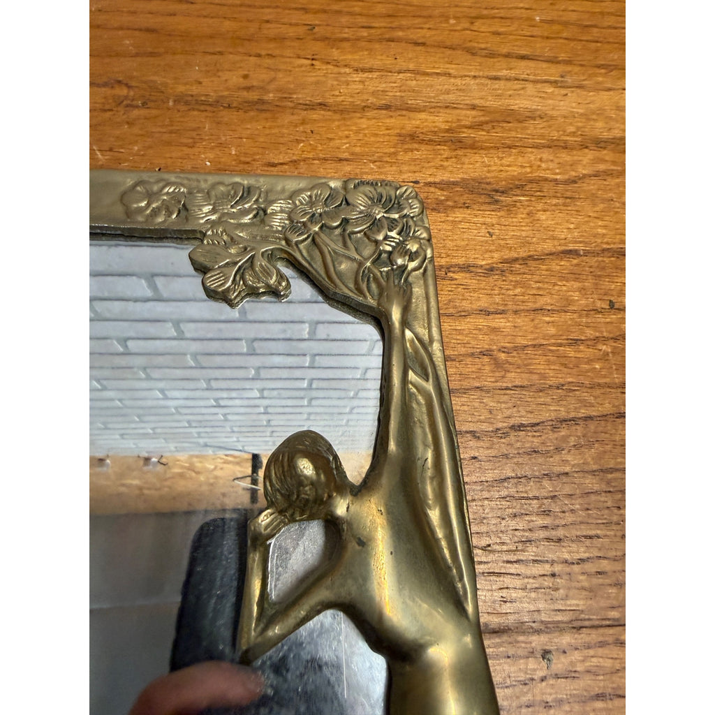 Vintage Art Nouveau Easel Mirror Picture Frame Metal 1940s-1950s