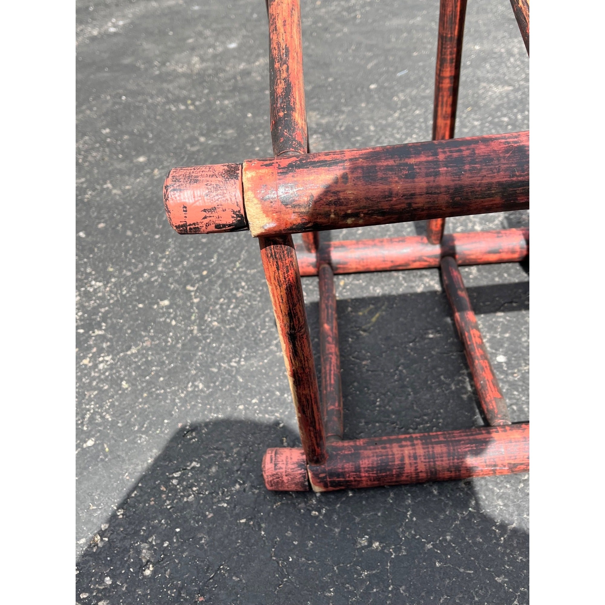 Antique Primitive 19th c. American Primitive Ladderback Rush Seat Chair Painted Folk Art 1830s Civil War Era