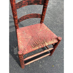 Antique Primitive 19th c. American Primitive Ladderback Rush Seat Chair Painted Folk Art 1830s Civil War Era