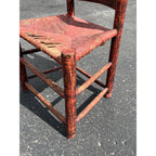 Antique Primitive 19th c. American Primitive Ladderback Rush Seat Chair Painted Folk Art 1830s Civil War Era