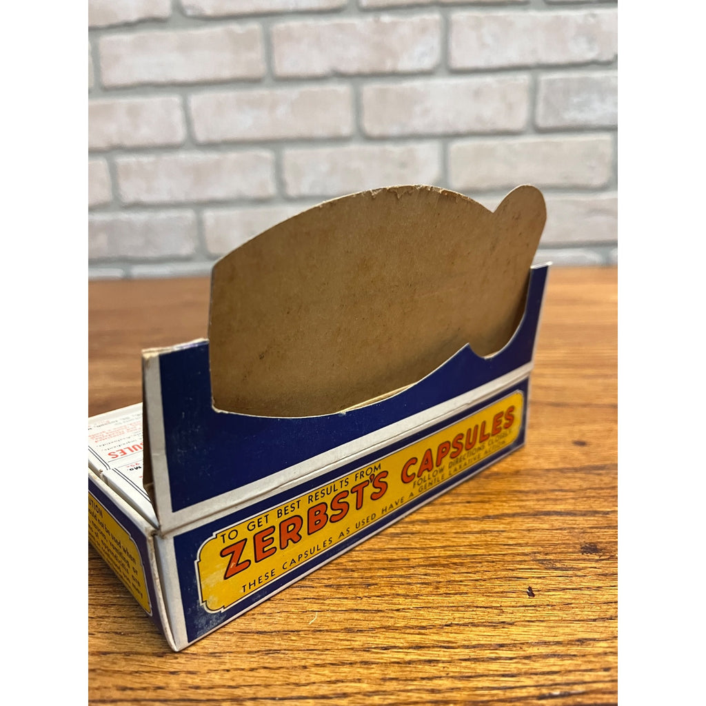 Vintage Zerbst's Capsules Full Drug Store Display Box w/ 12 Boxes Advertising