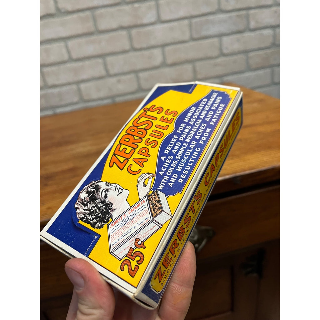 Vintage Zerbst's Capsules Full Drug Store Display Box w/ 12 Boxes Advertising