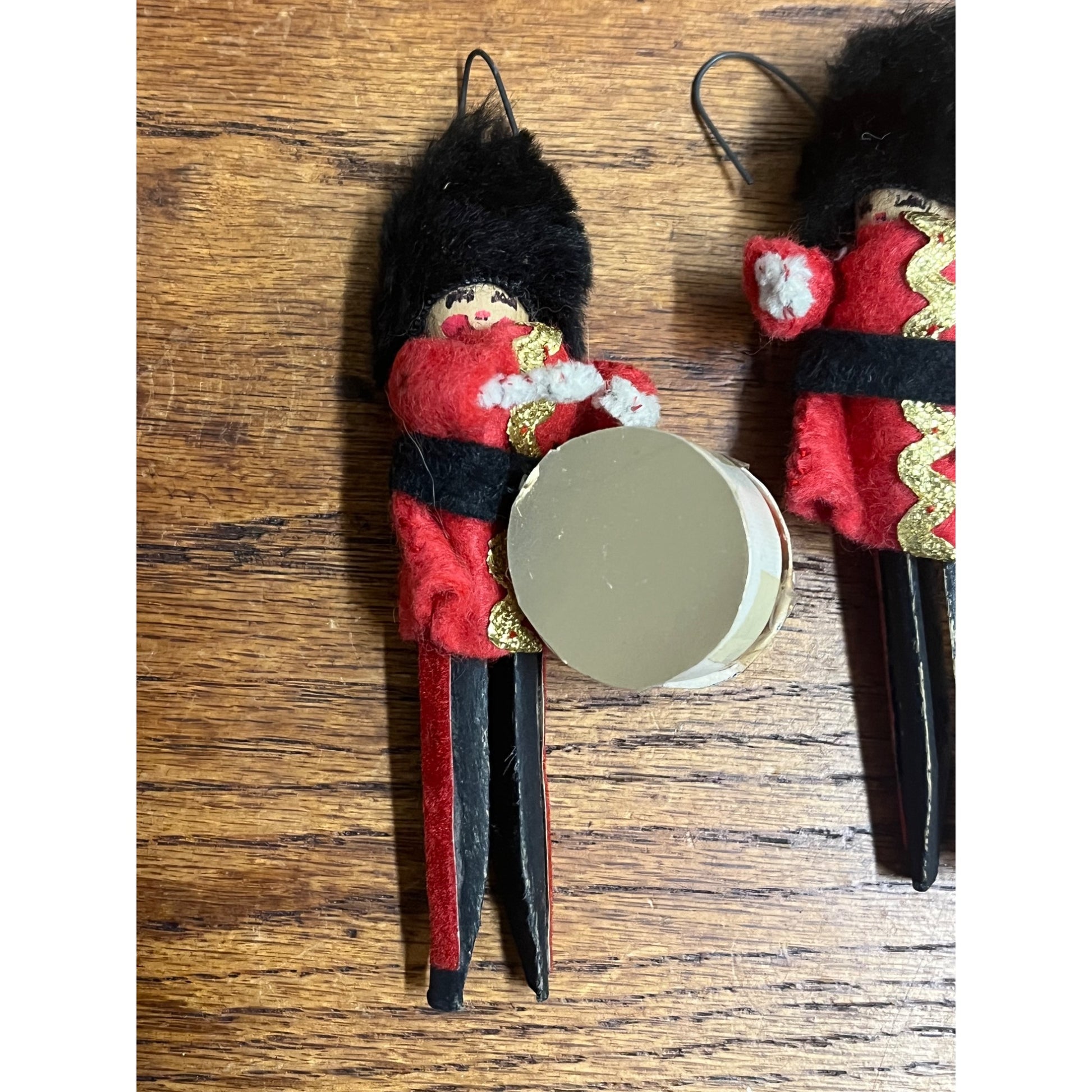 Vintage Wood Clothes Pin Nutcracker Soldier Christmas Ornaments MCM Kitschy