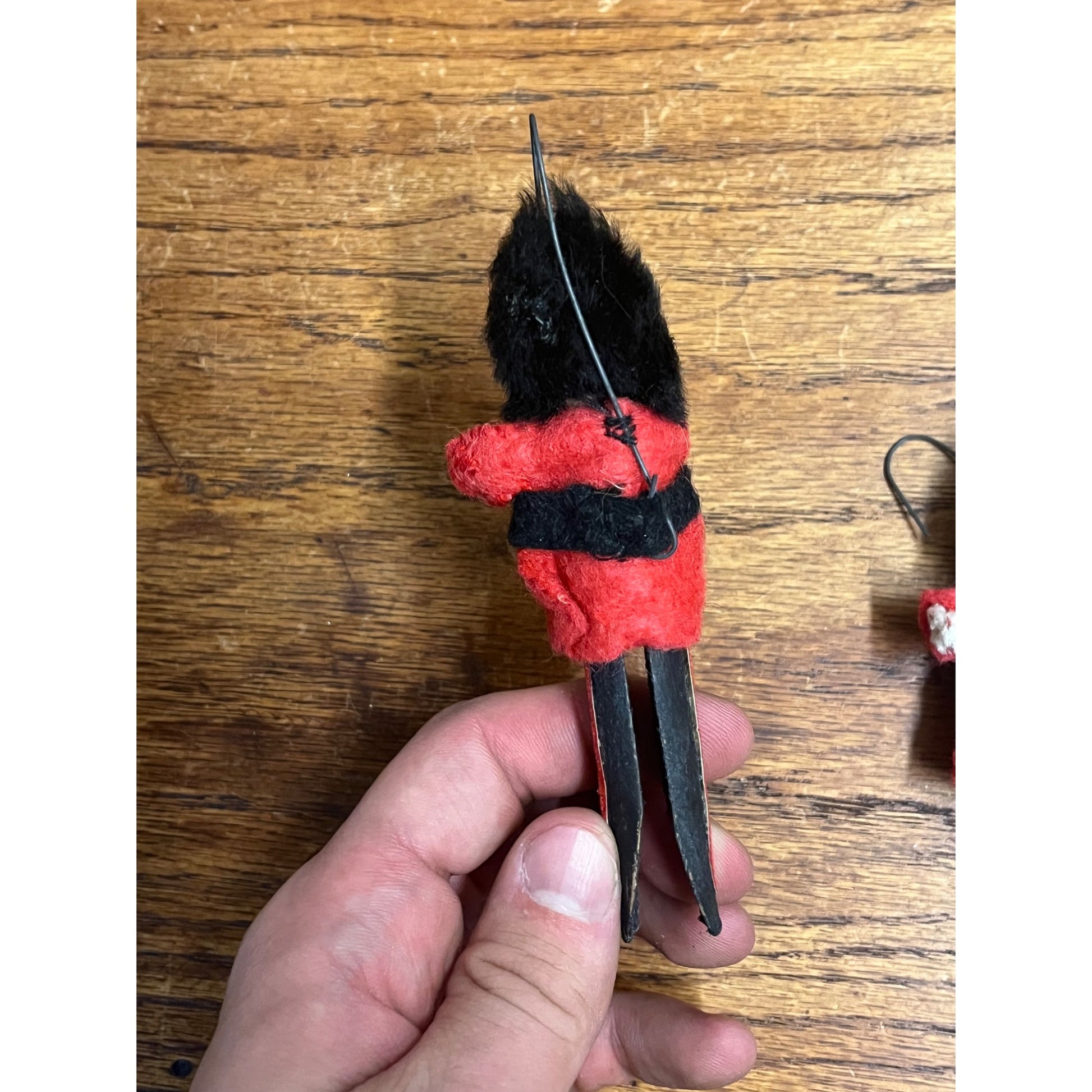 Vintage Wood Clothes Pin Nutcracker Soldier Christmas Ornaments MCM Kitschy