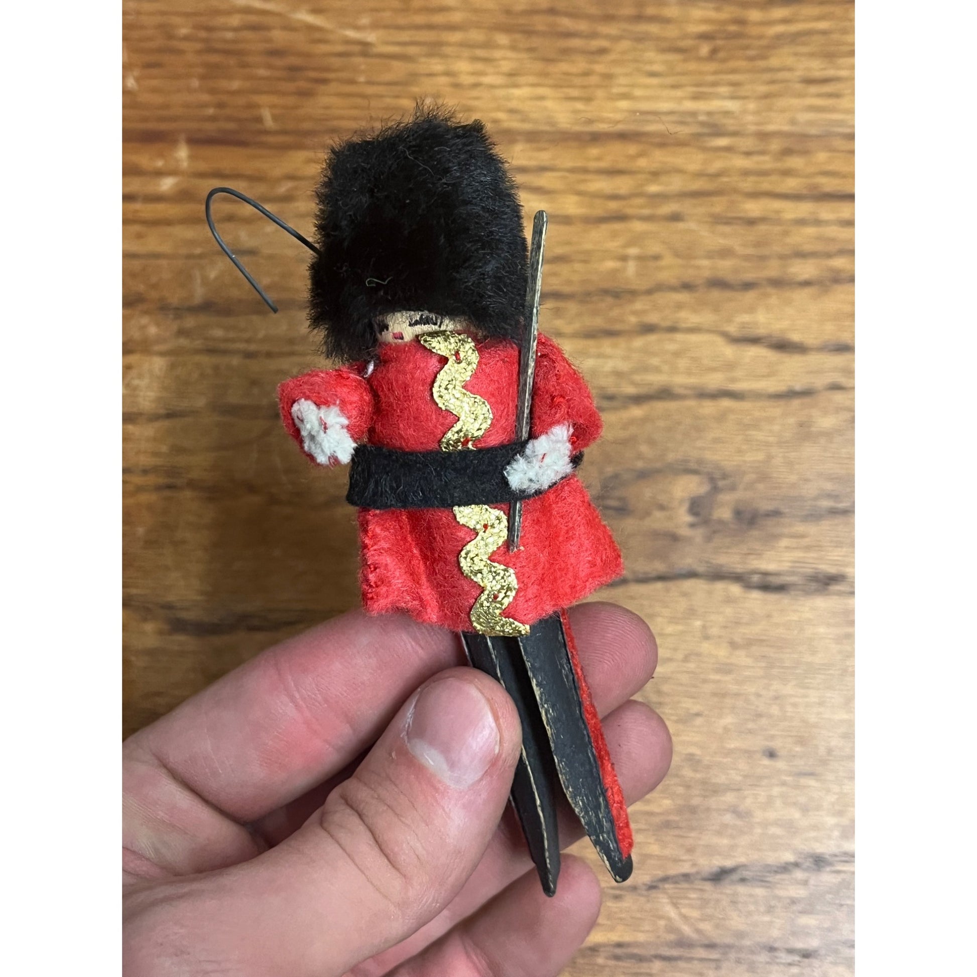 Vintage Wood Clothes Pin Nutcracker Soldier Christmas Ornaments MCM Kitschy